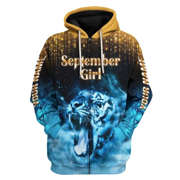 YMskins Personalized Zip Hoodie As A September Girl She's Up All Over Printed