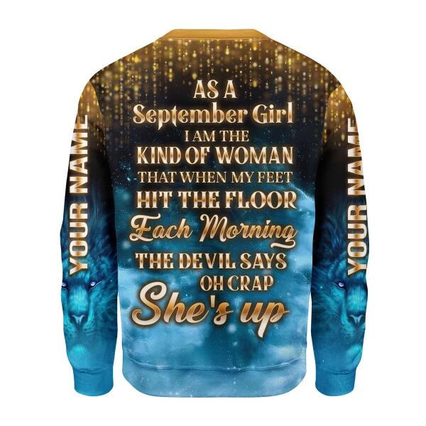 YMskins Personalized Ugly Sweater As A September Girl She's Up All Over Printed