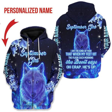 YMskins Personalized Zip Hoodie September Girl All Over Printed
