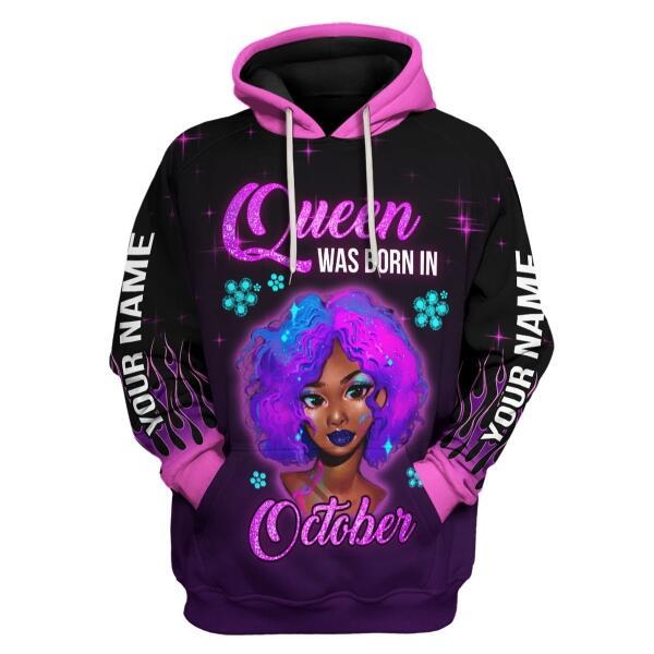 YMskins Personalized Hoodie Queen Was Born In October All Over Printed