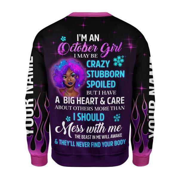 YMskins Personalized Ugly Sweater Queen Was Born In October All Over Printed
