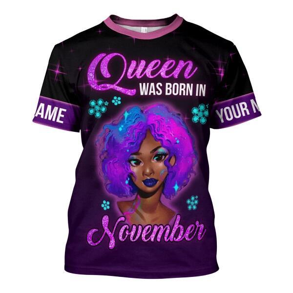 YMskins Personalized T-shirt Queen Was Born In November All Over Printed