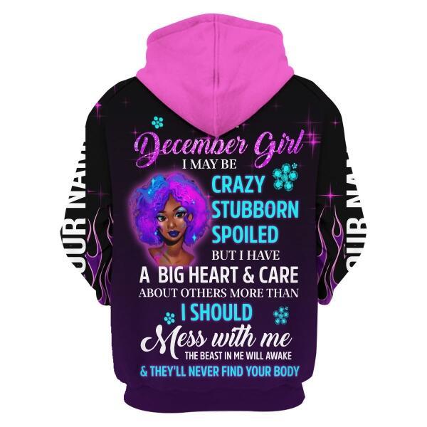 YMskins Personalized Zip Hoodie Queen Was Born In December All Over Printed