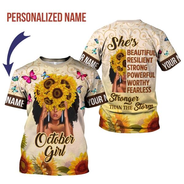 YMskins Personalized T-shirt October Girl All Over Printed