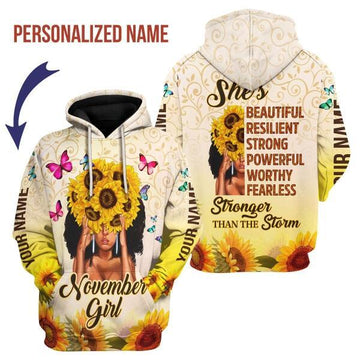 YMskins Personalized Hoodie November Girl All Over Printed
