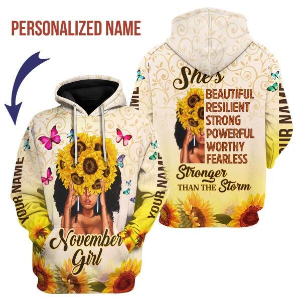YMskins Personalized Hoodie November Girl All Over Printed