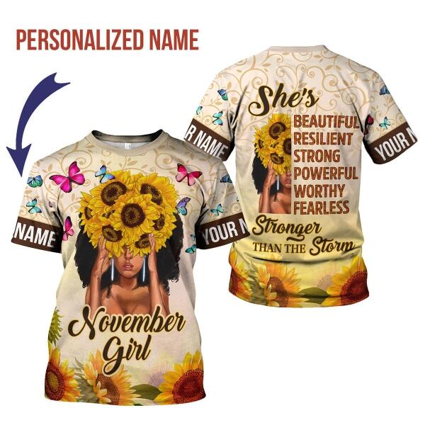 YMskins Personalized T-shirt November Girl All Over Printed