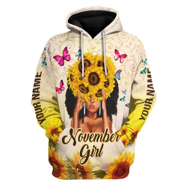 YMskins Personalized Hoodie November Girl All Over Printed