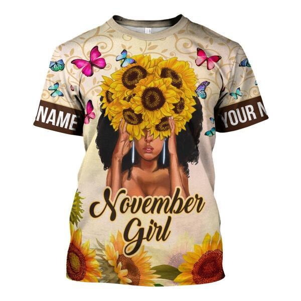 YMskins Personalized T-shirt November Girl All Over Printed
