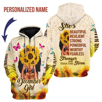 YMskins Personalized Zip Hoodie December Girl All Over Printed