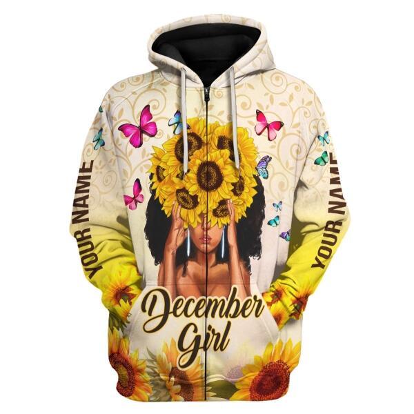 YMskins Personalized Zip Hoodie December Girl All Over Printed