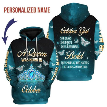 YMskins Personalized Hoodie October Girl All Over Printed
