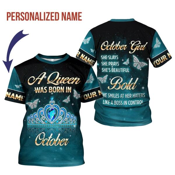 YMskins Personalized T-shirt October Girl All Over Printed