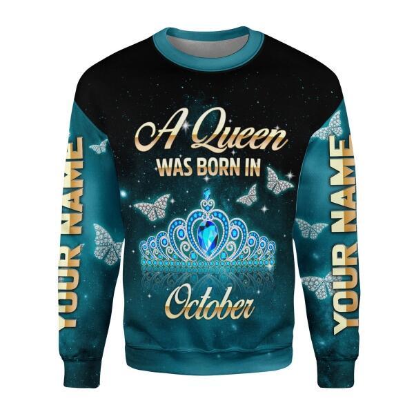 YMskins Personalized Ugly Sweater October Girl All Over Printed