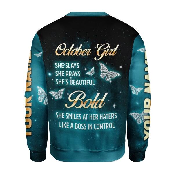 YMskins Personalized Ugly Sweater October Girl All Over Printed