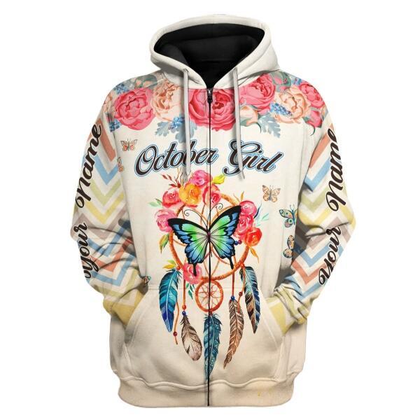 YMskins Personalized Hoodie October Girl All Over Printed