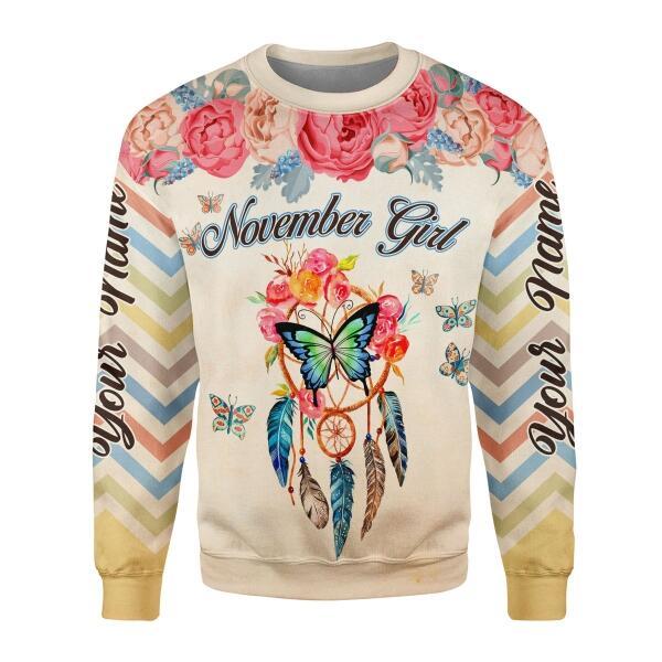 YMskins Personalized Ugly Sweater November Girl All Over Printed