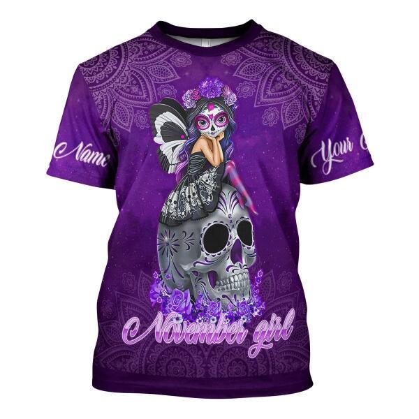 YMskins Personalized T-shirt November Girl I Have Tattoos All Over Printed