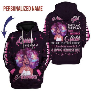 YMskins Personalized Zip Hoodie November Girl She's Beautiful Bold All Over Printed