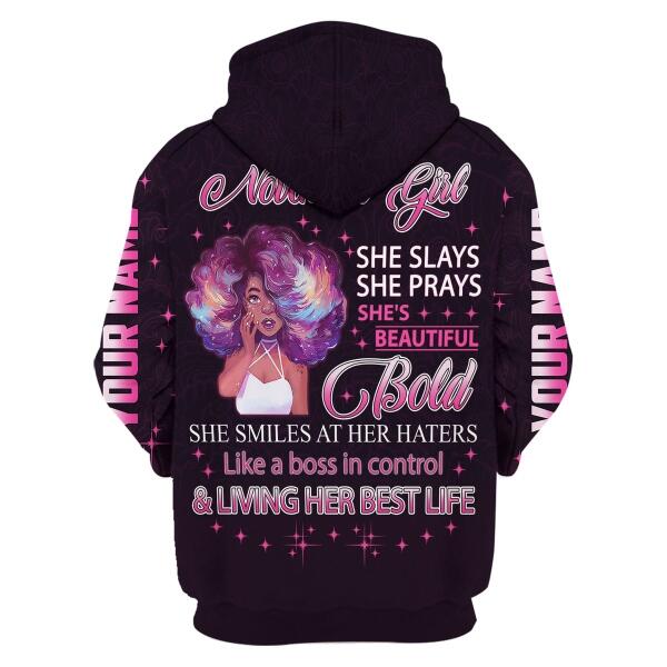 YMskins Personalized Zip Hoodie November Girl She's Beautiful Bold All Over Printed