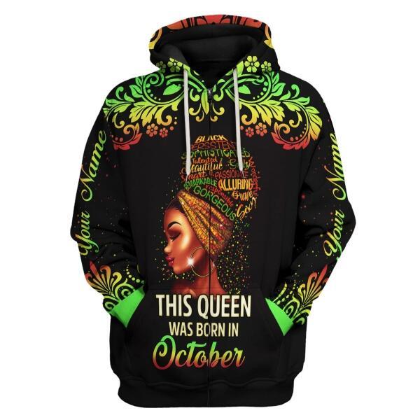 YMskins Personalized Zip Hoodie October Girl I Am 100% Me  All Over Printed