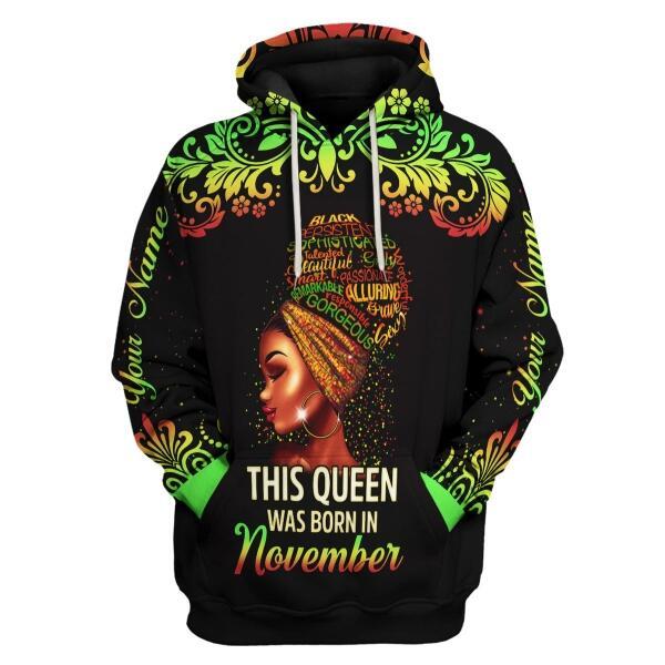 YMskins Personalized Hoodie November Girl I Am 100% Me All Over Printed