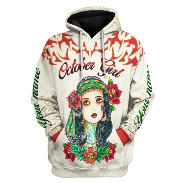 YMskins Personalized Hoodie October Girl I Do What I Want All Over Printed