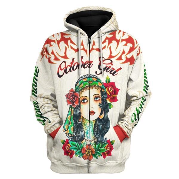 YMskins Personalized Hoodie October Girl I Do What I Want All Over Printed