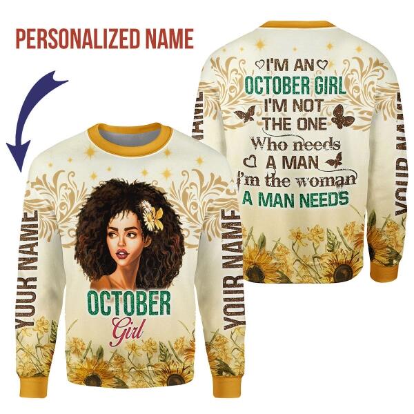 YMskins Personalized Ugly Sweater October Girl All Over Printed