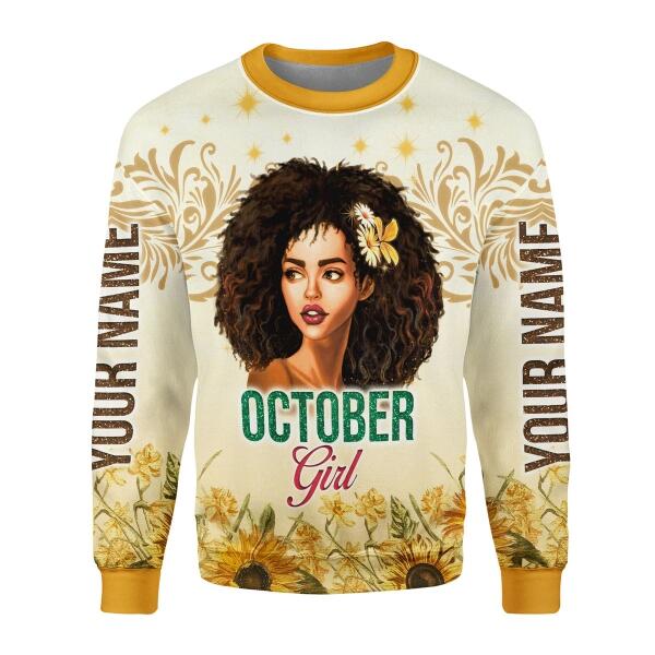 YMskins Personalized Ugly Sweater October Girl All Over Printed
