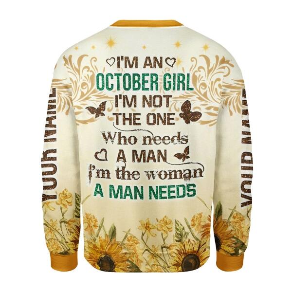 YMskins Personalized Ugly Sweater October Girl All Over Printed
