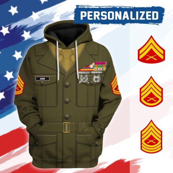 YMskinss Unisex Hoodie U.S Marine Corps Green Service Uniform 3D Uniform-Enlisted