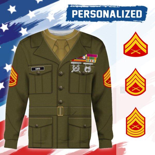 YMskinss Unisex Sweatshirt U.S Marine Corps Green Service Uniform 3D Uniform-Enlisted