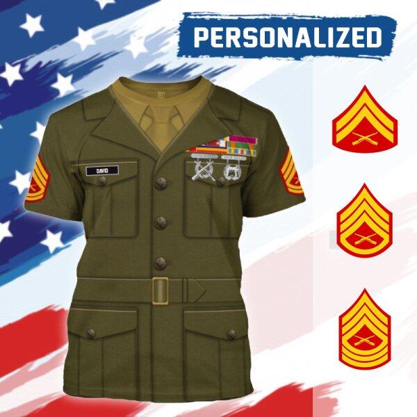 YMskinss Unisex T-Shirt U.S Marine Corps Blue Service Uniform 3D Uniform-Enlisted