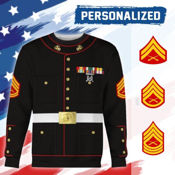 YMskinss Unisex Sweatshirt U.S Marine Corps Blue Service Uniform 3D Uniform-Enlisted