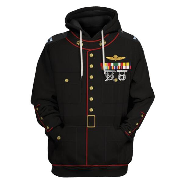 YMskinss Unisex Hoodie U.S Marine Corps Blue Service Uniform 3D Uniform-Officer