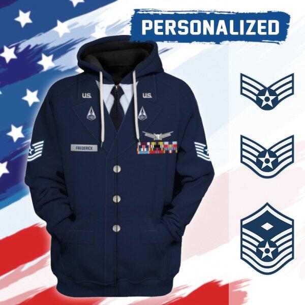 YMskinss Unisex Zip Hoodie U.S Space Force Service Dress 3D Uniform-Enlisted