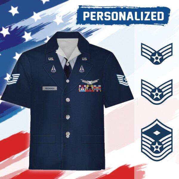 YMskinss Unisex Hawaiian Shirt U.S Space Force Service Dress 3D Uniform-Enlisted