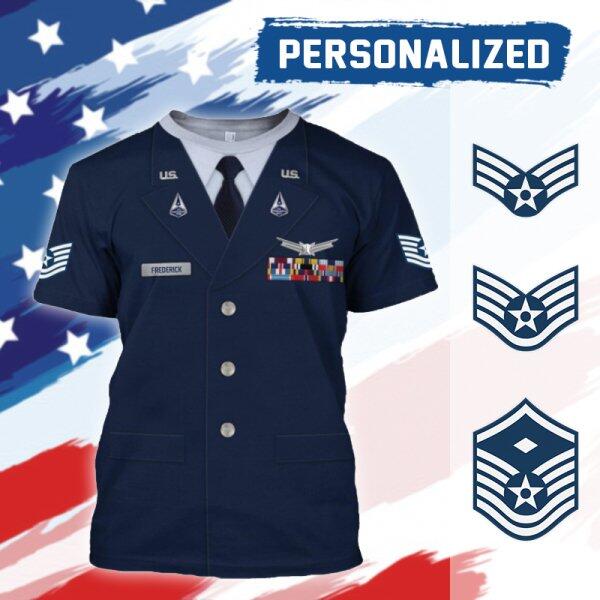 YMskinss Unisex T-Shirt U.S Space Force Service Dress 3D Uniform-Enlisted
