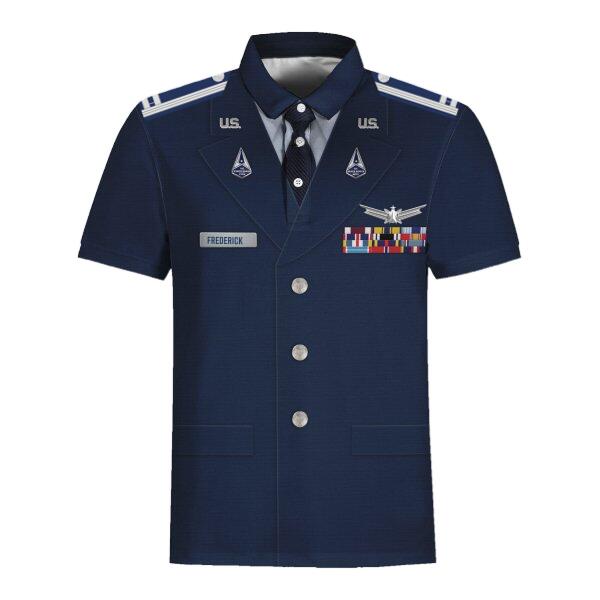 YMskinss Unisex Polo Shirt U.S Space Force Service Dress 3D Uniform-Officer