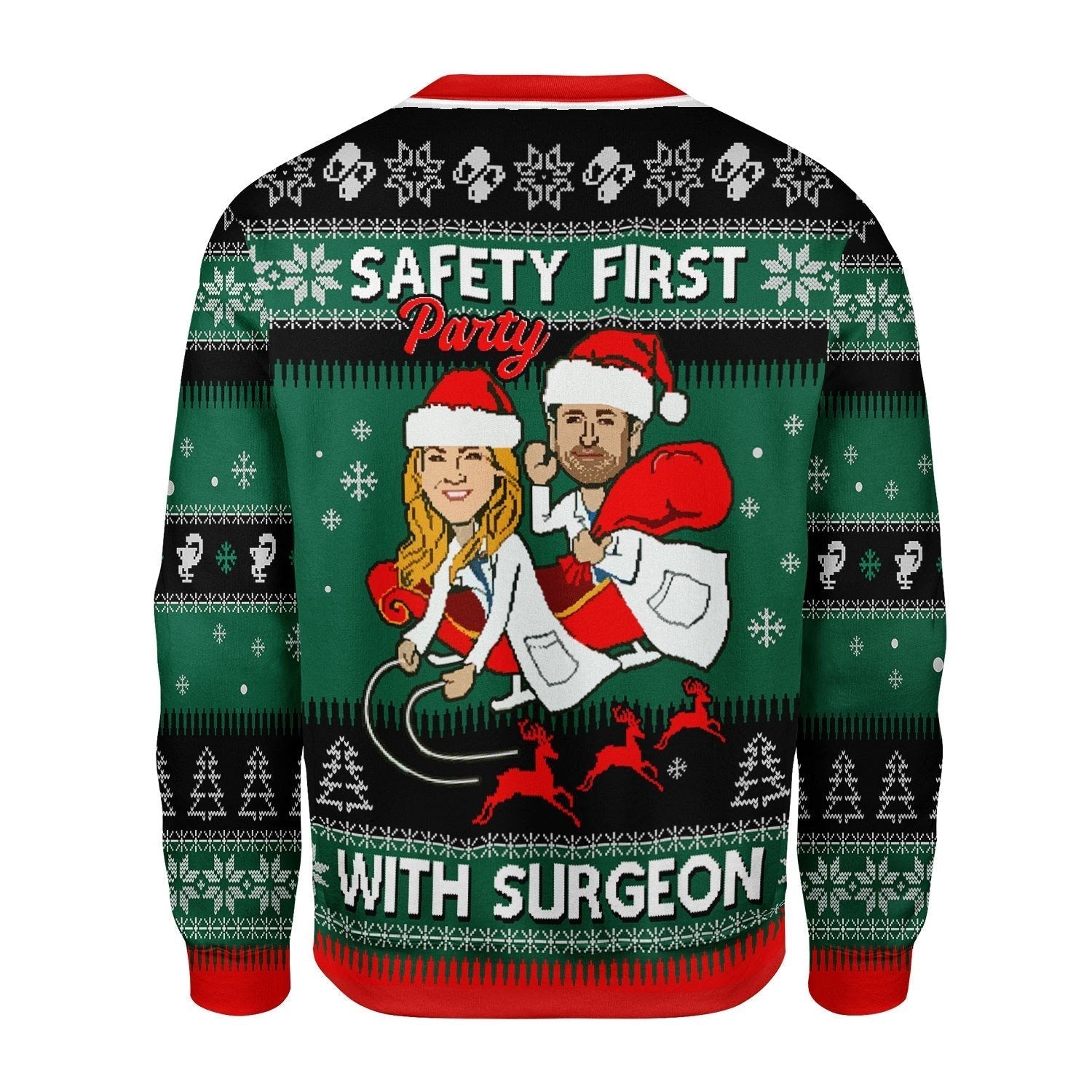 YMskins Christmas Sweater Safety First Party With Surgeon Grey's Anatomy 3D Apparel