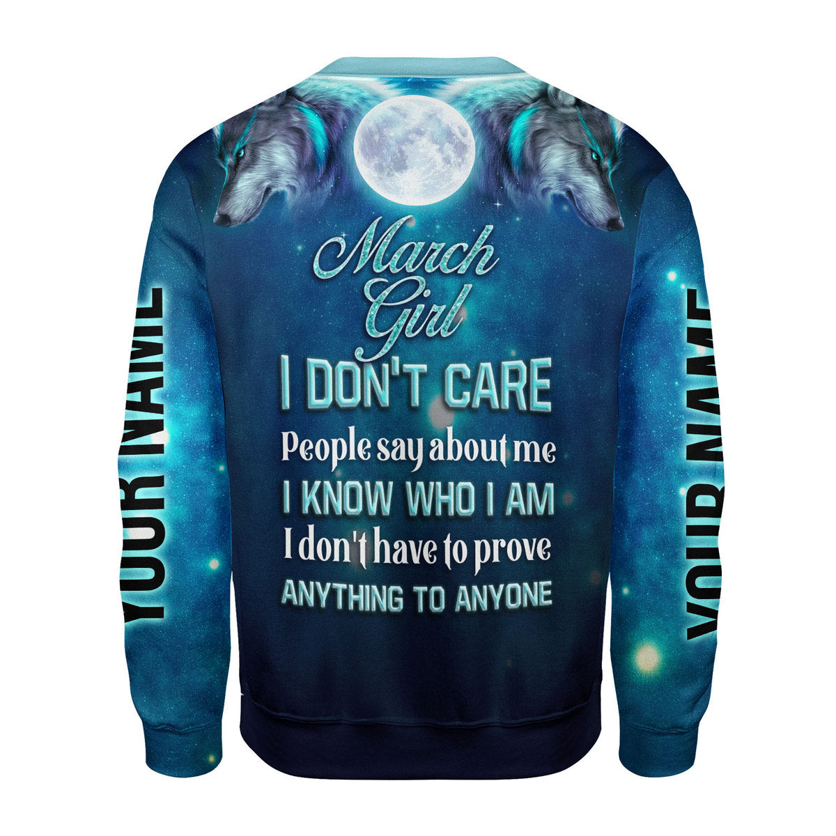 YMskins Personalized Ugly Sweater March Girl I Don't Care All Over Printed