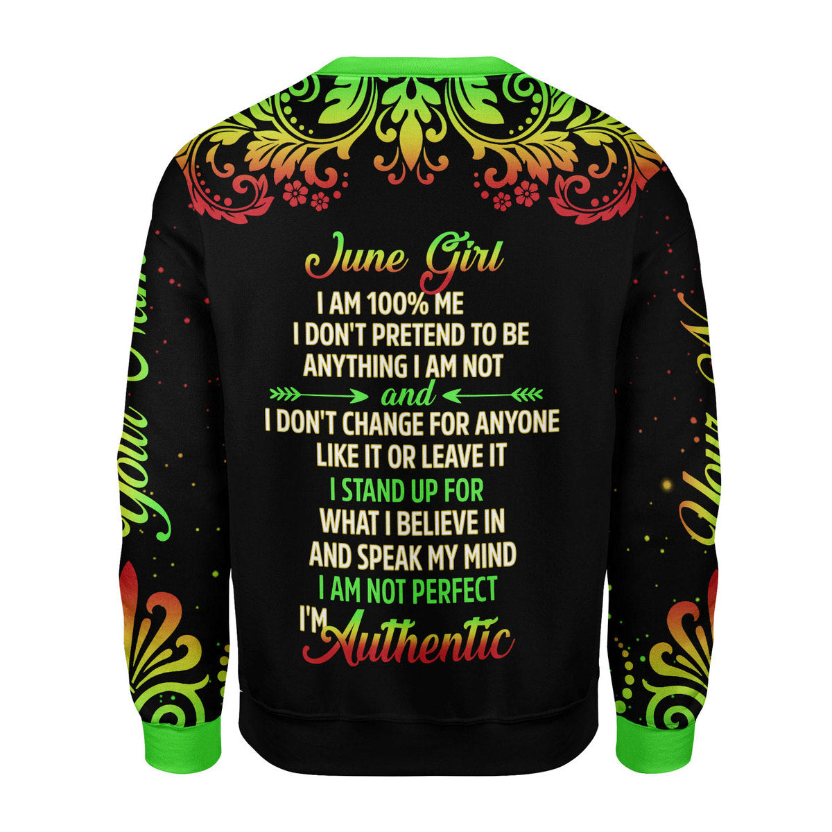 YMskins Personalized Ugly Sweater June Girl I Am 100% Me All Over Printed