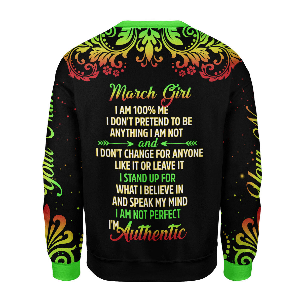 YMskins Personalized Ugly Sweater March Girl I Am 100% Me All Over Printed