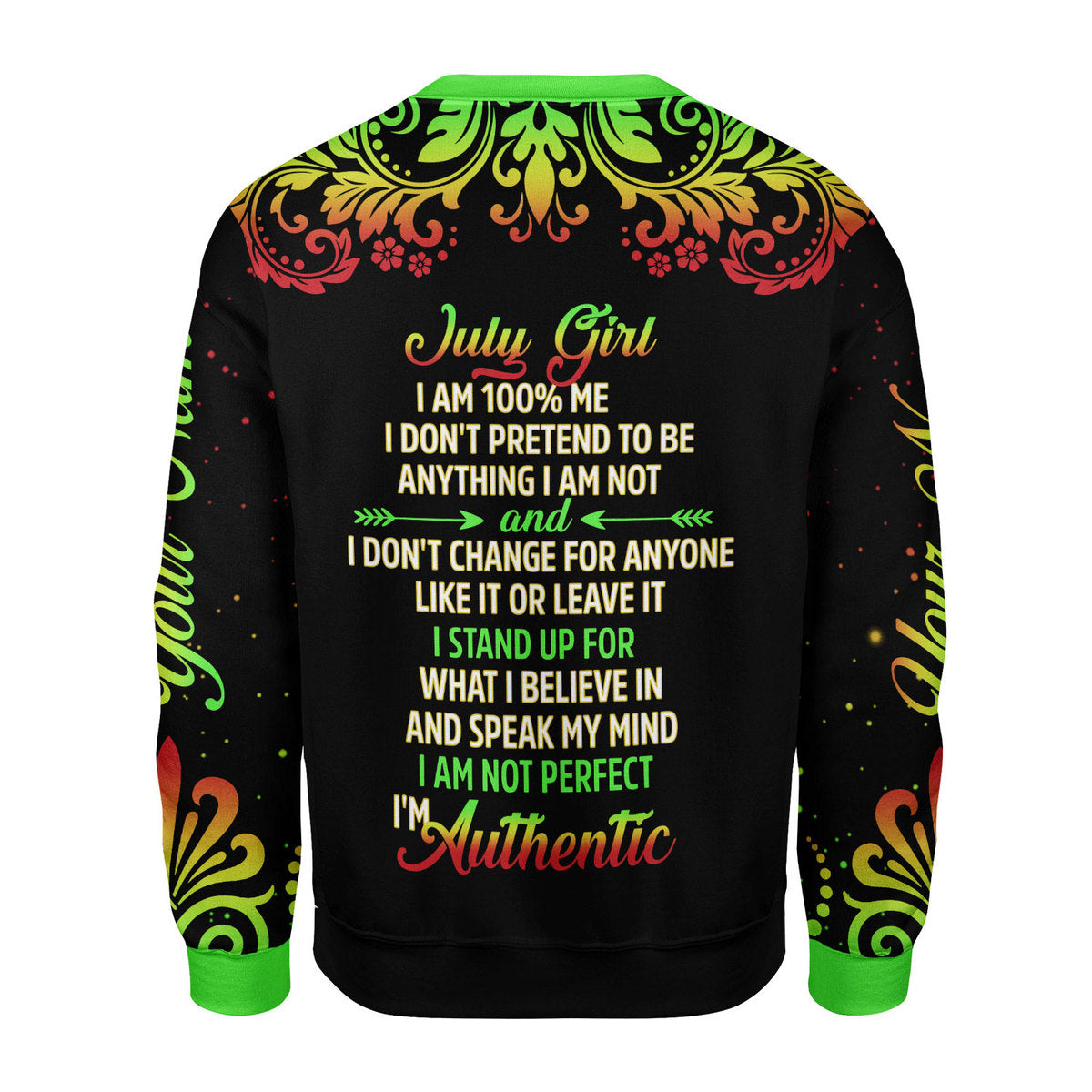 YMskins Personalized Ugly Sweater July Girl I Am 100% Me All Over Printed