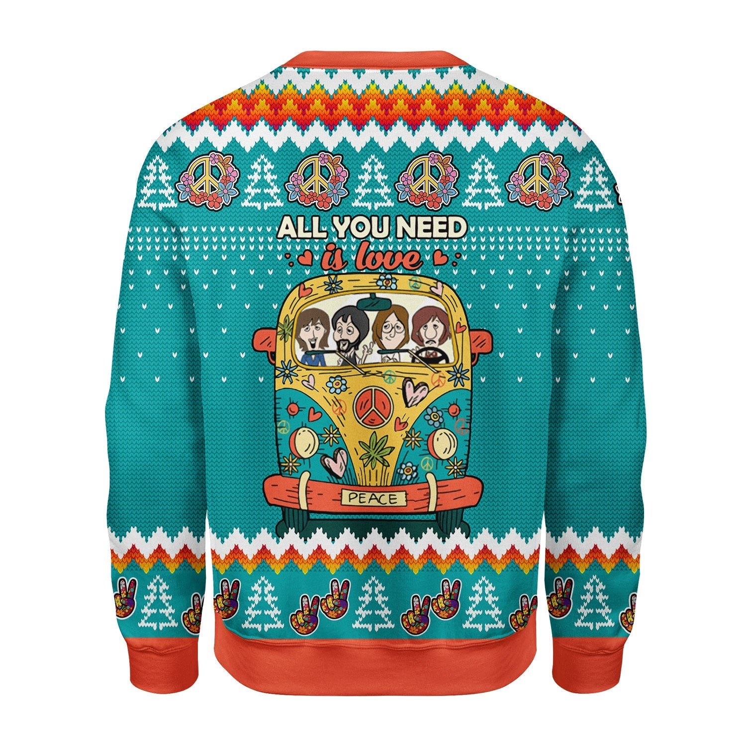 YMskins Christmas Sweater All You Need Is Love Hippie 3D Apparel