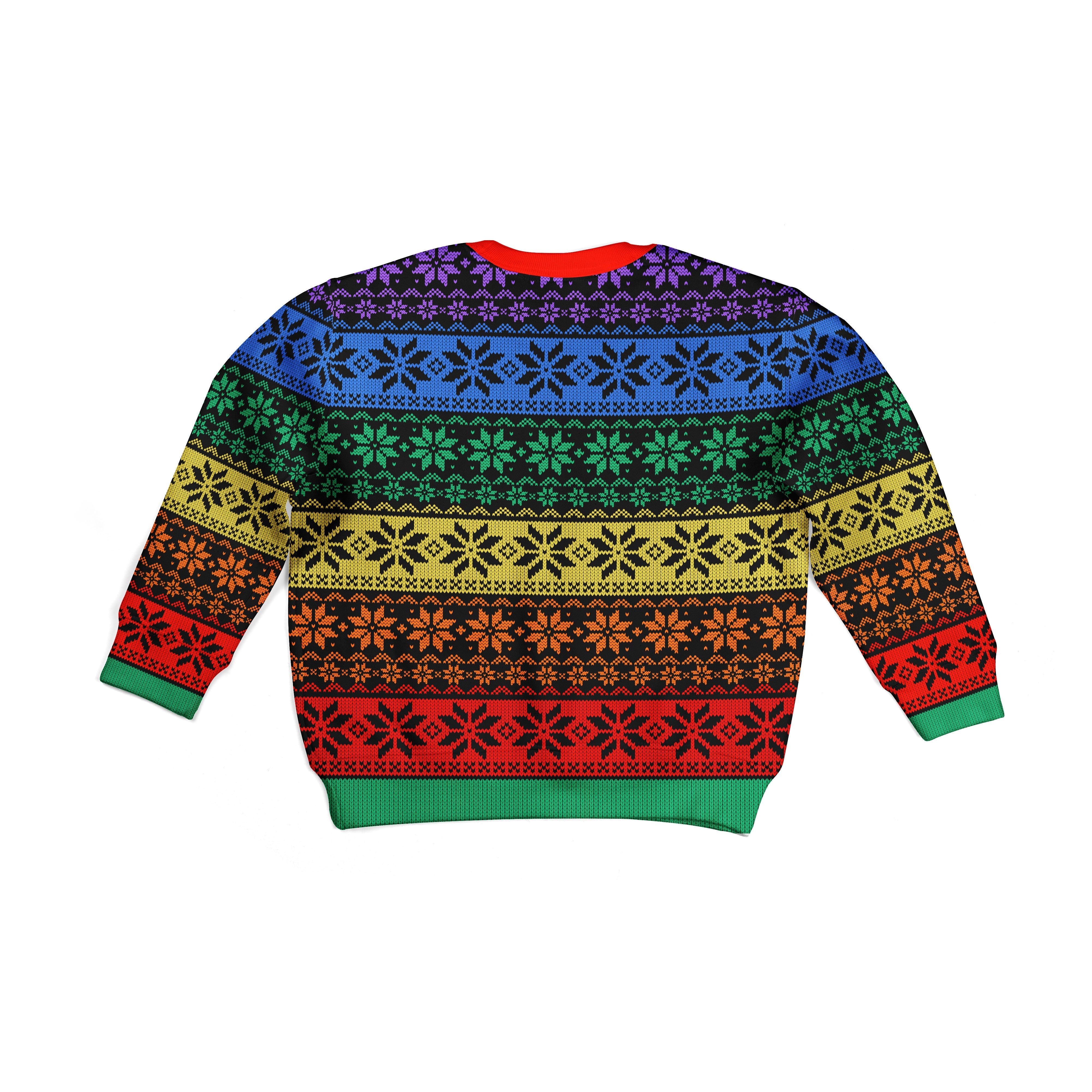 YMskins Kid Ugly Christmas Sweater LGBT Pride Flag 3D Apparel