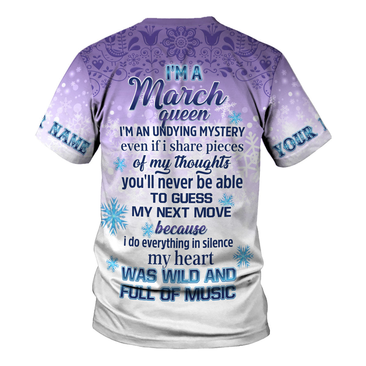 YMskins Personalized Tops I'm A March Queen All Over Printed