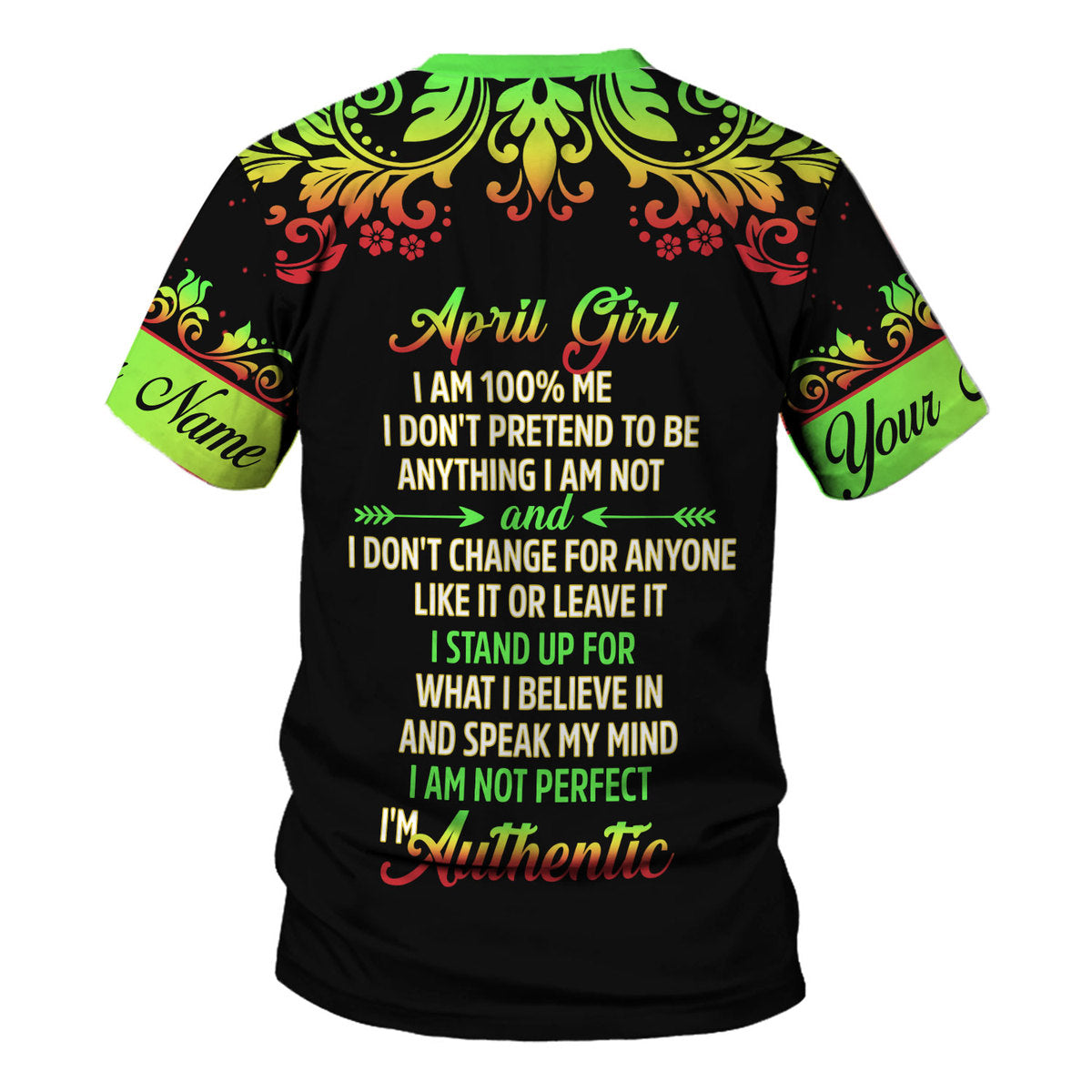 YMskins Personalized Tops April Girl I Am 100% Me All Over Printed