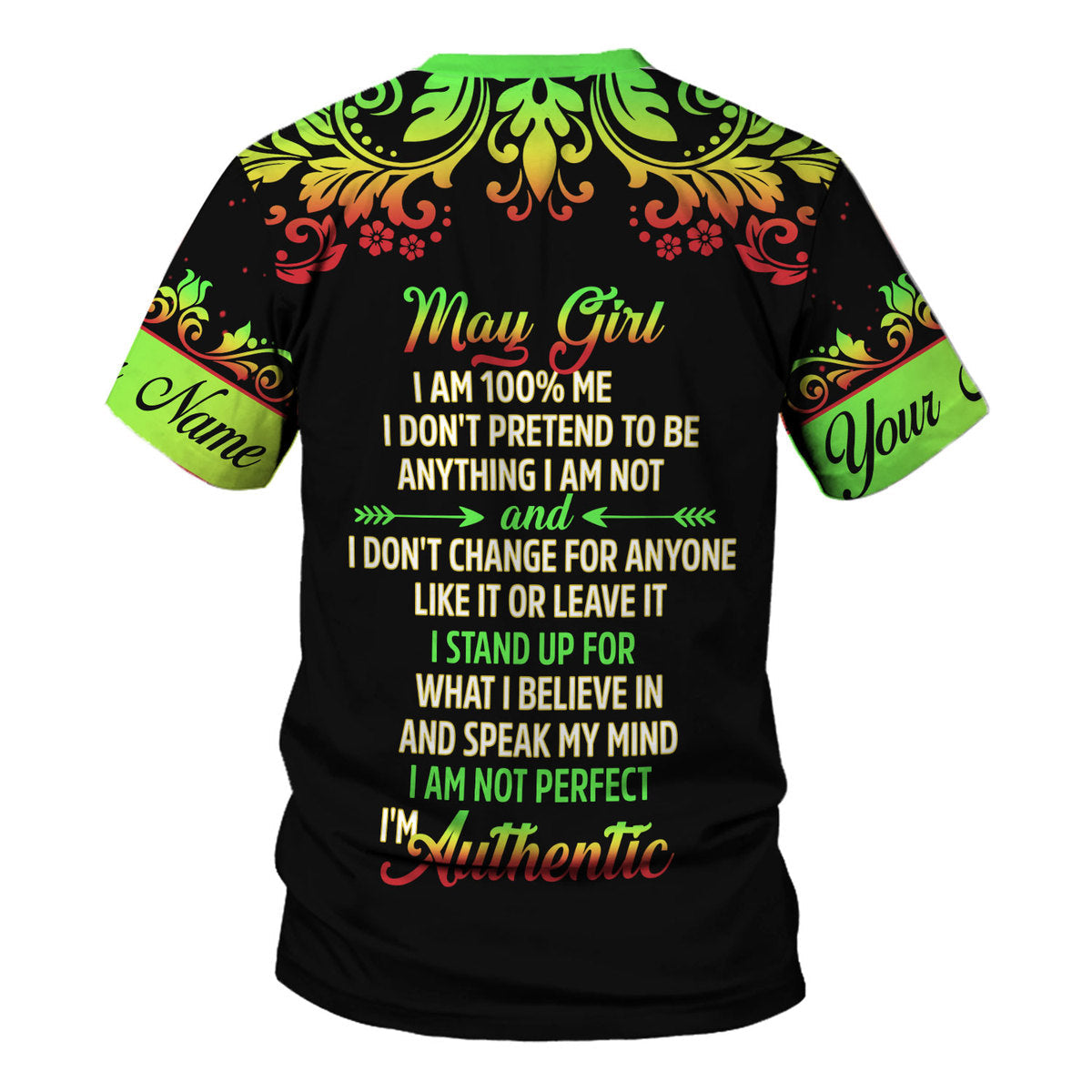 YMskins Personalized Tops May Girl I Am 100% Me All Over Printed